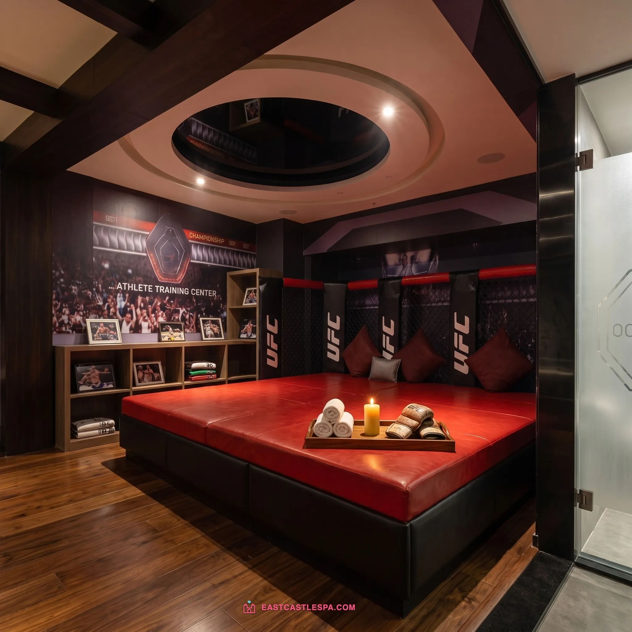 Octagon boxing ring theme room at East Castle Spa Macau